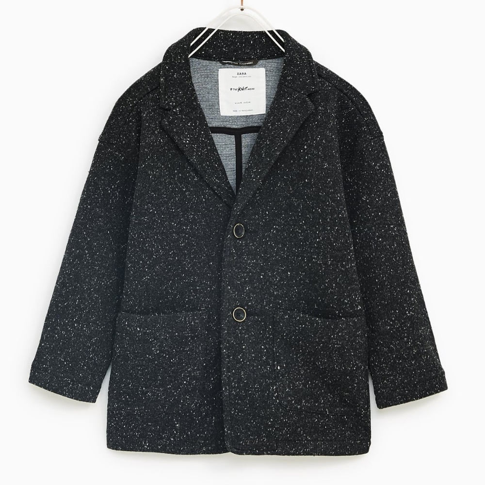 Zara Textured Gray Blazer Coat Cardigan